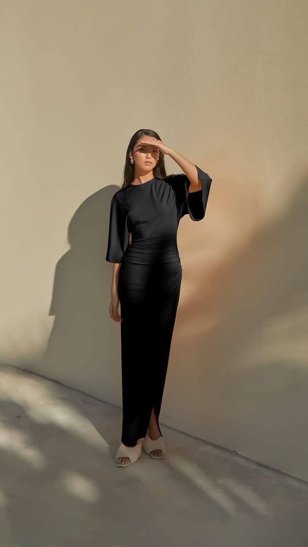 Ivy Cape Sleeve Maxi - Black  SUBOO AU