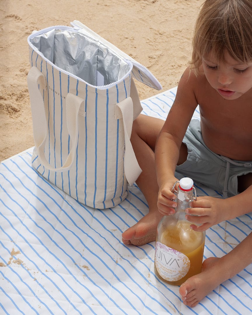 Beach Towel 2-in-1 Tote Bag | Le Weekend Mid Blue Cream