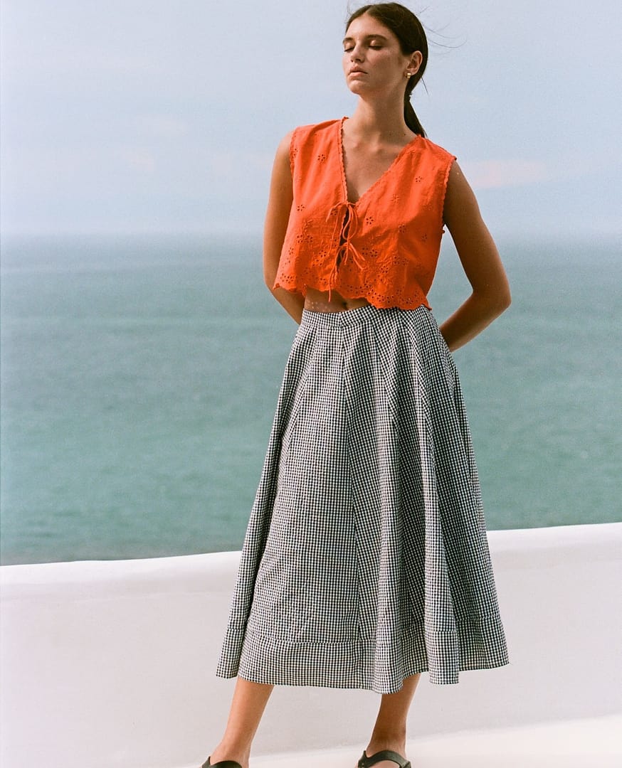 【NONCODE】Noble Check Ankle Skirt Curvy Quilted Flannel Mini Skirt in Gingham Check | Madewell