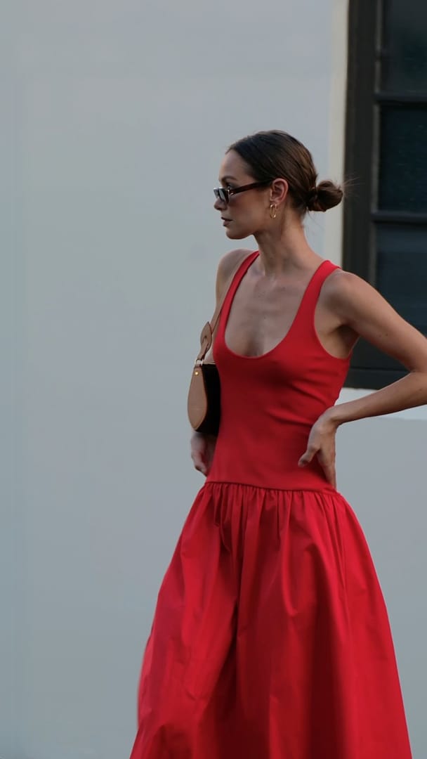 drop waist red maxi dress Red Ruched Drop Waist Thalia Midi Dress main image 0