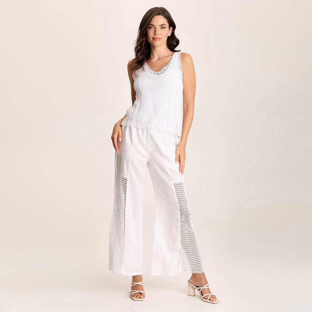 XCVI Tangent Linen/Crochet Wide Leg Pant