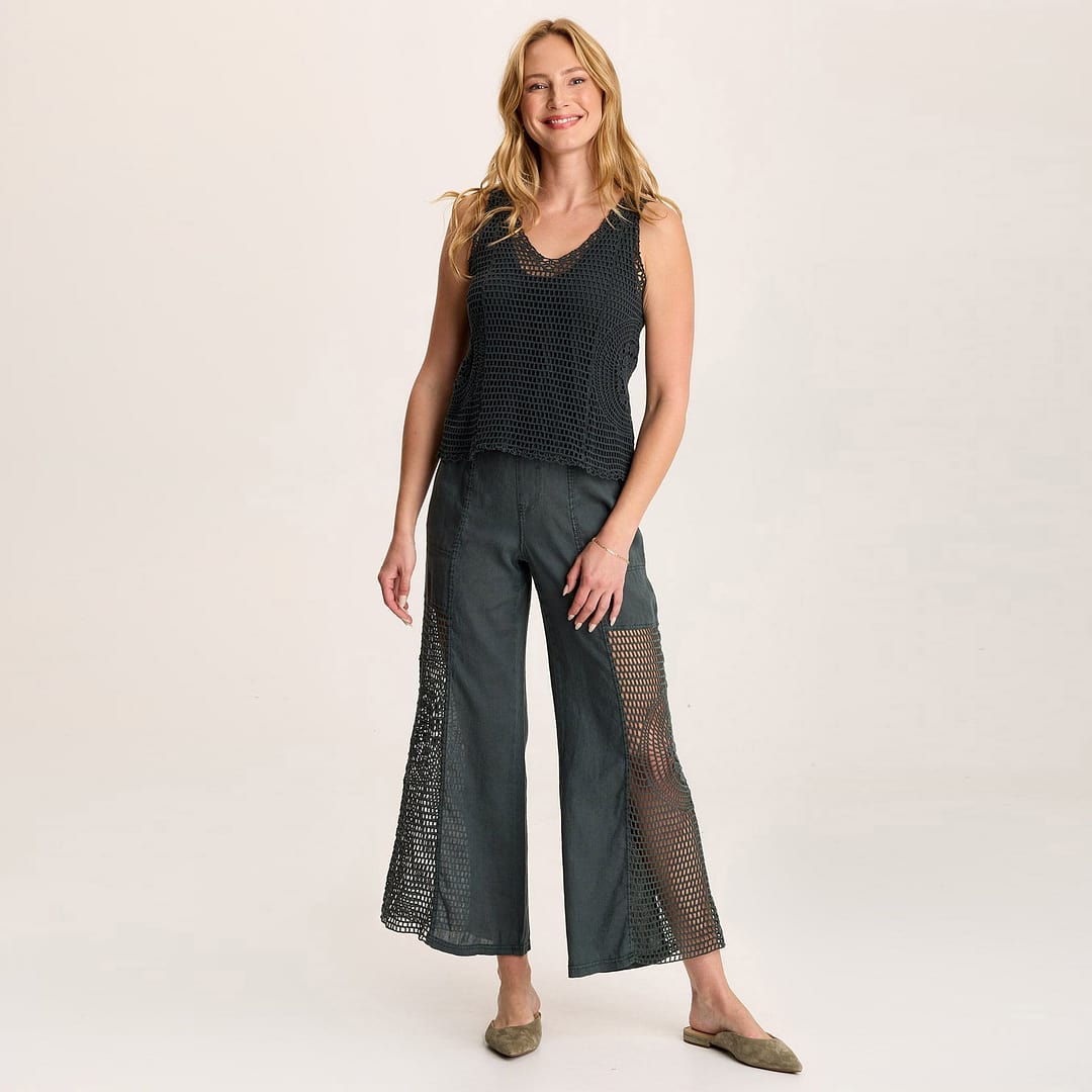 XCVI Tangent Linen/Crochet Wide Leg Pant