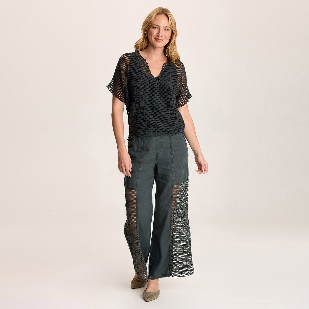XCVI Centre Crochet Tee – Layered with Jersey Lining