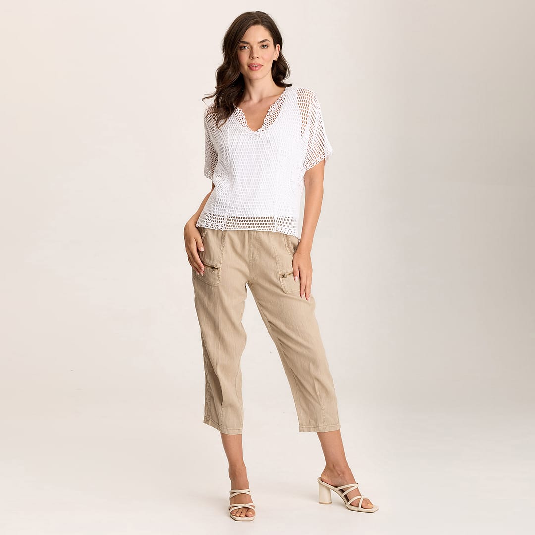 XCVI Centre Crochet Tee – Layered with Jersey Lining