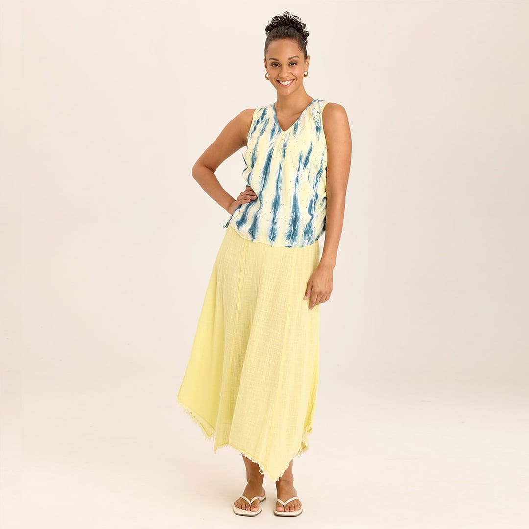 【as\"on】X DETAILED SKIRT High Rise Long Skirt In Leopard Print Denim With Center