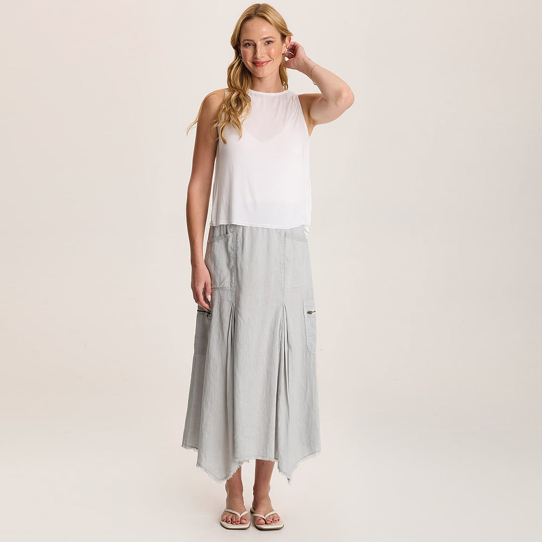 XCVI Doak Skirt with Sharkbite Hem and Cargo Pockets