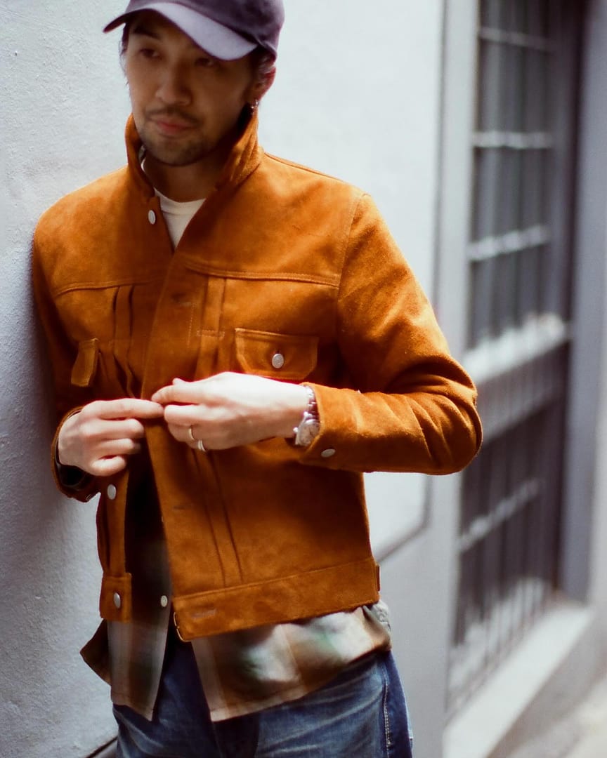 Y'2 Leather TB-141 Steer Roughout 2nd Type Jean Jacket Camel