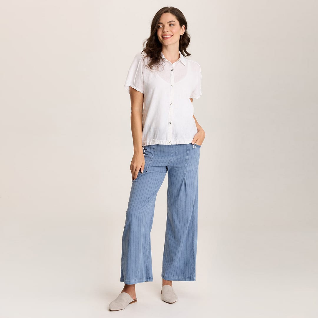 XCVI Laughlin Striped Linen Wide Leg Pant