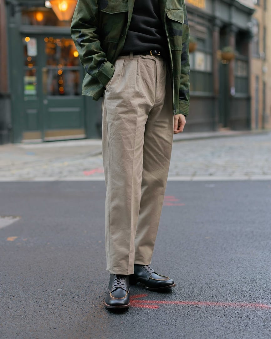 パンツ 2000s cafe sogo dark gray slacks old LEATHER DOUBLE KNEE PANTS ‐Goat suede Antique finish