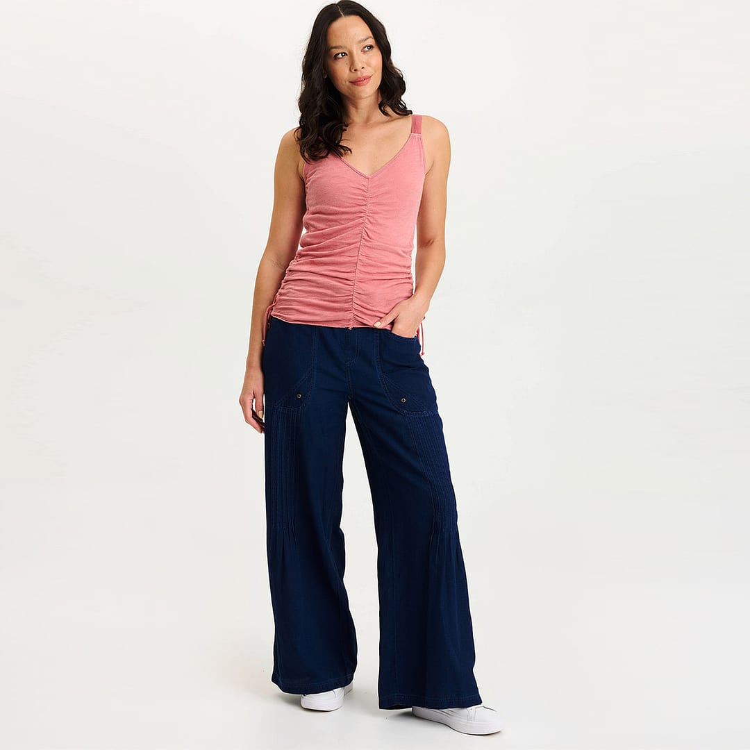 XCVI Ralston Mock-Denim Wide-Leg Flowy Pant