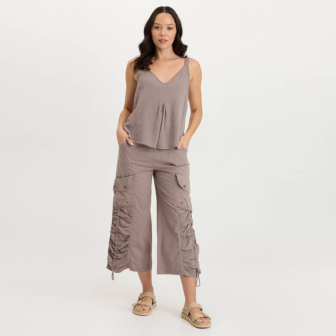 XCVI Hedley Lightweight Gauze + Soft Jersey Pleat Tank