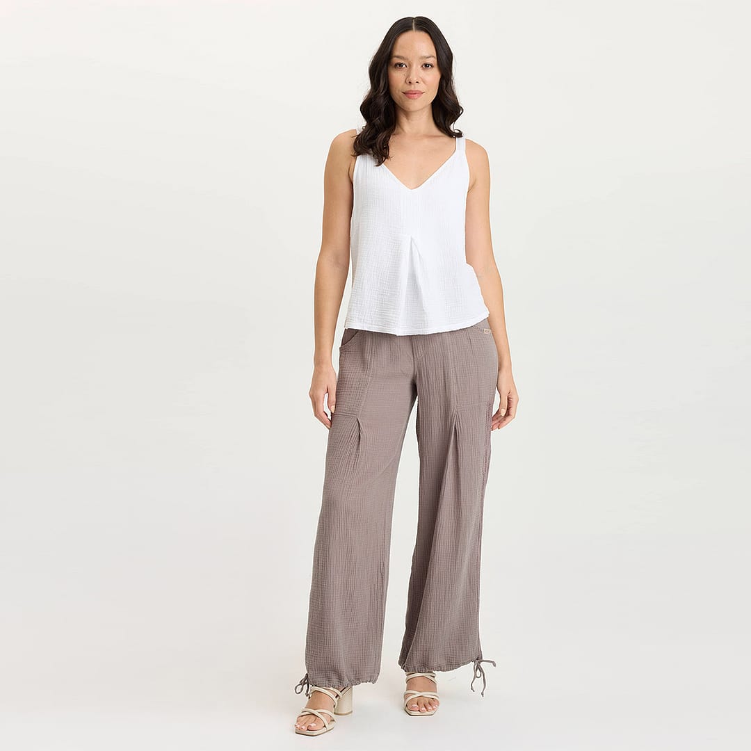 XCVI Lenka Wide-Leg Breathable Cinched Gauze Pant