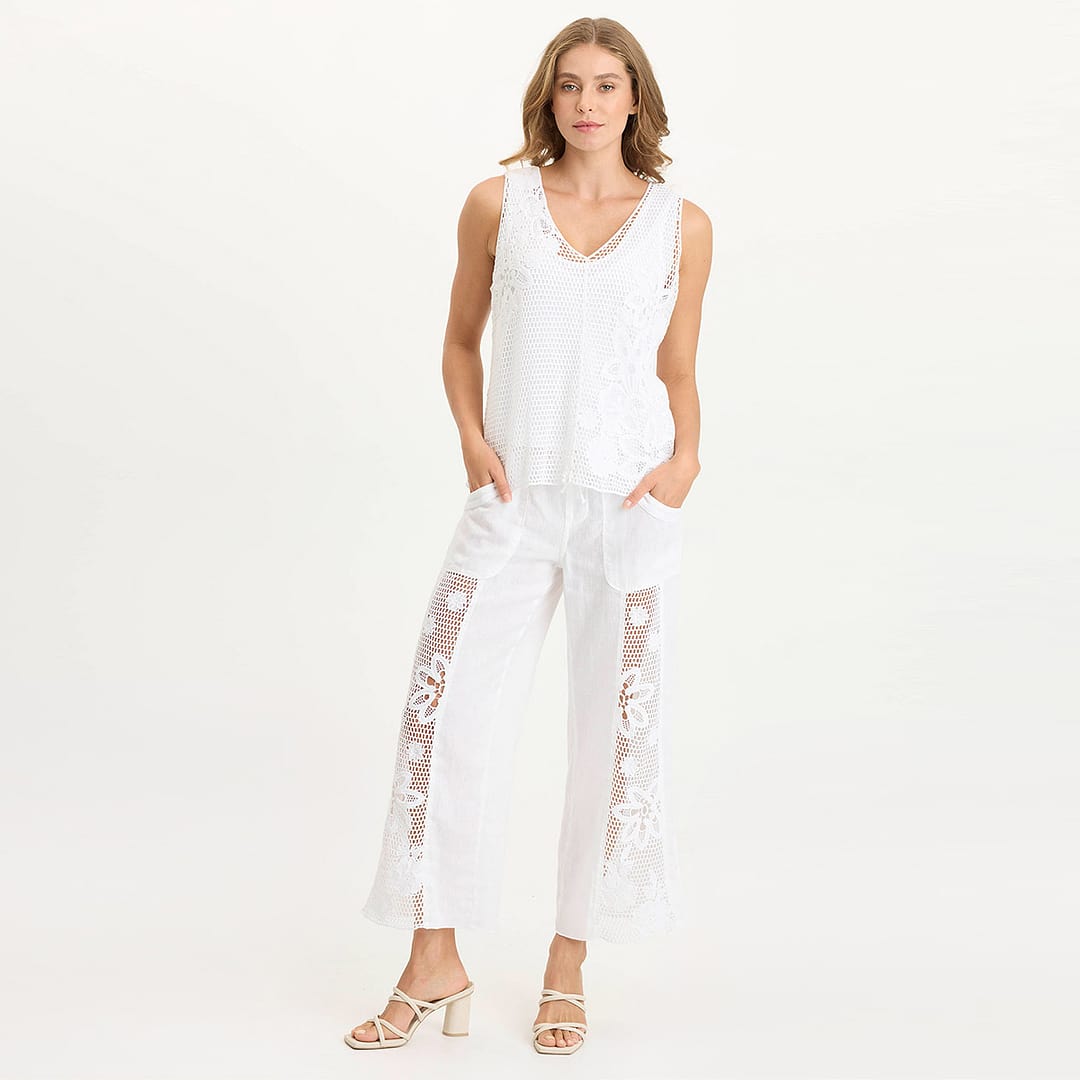 XCVI Rokel Linen/Crochet Breezy Wide Leg Pant