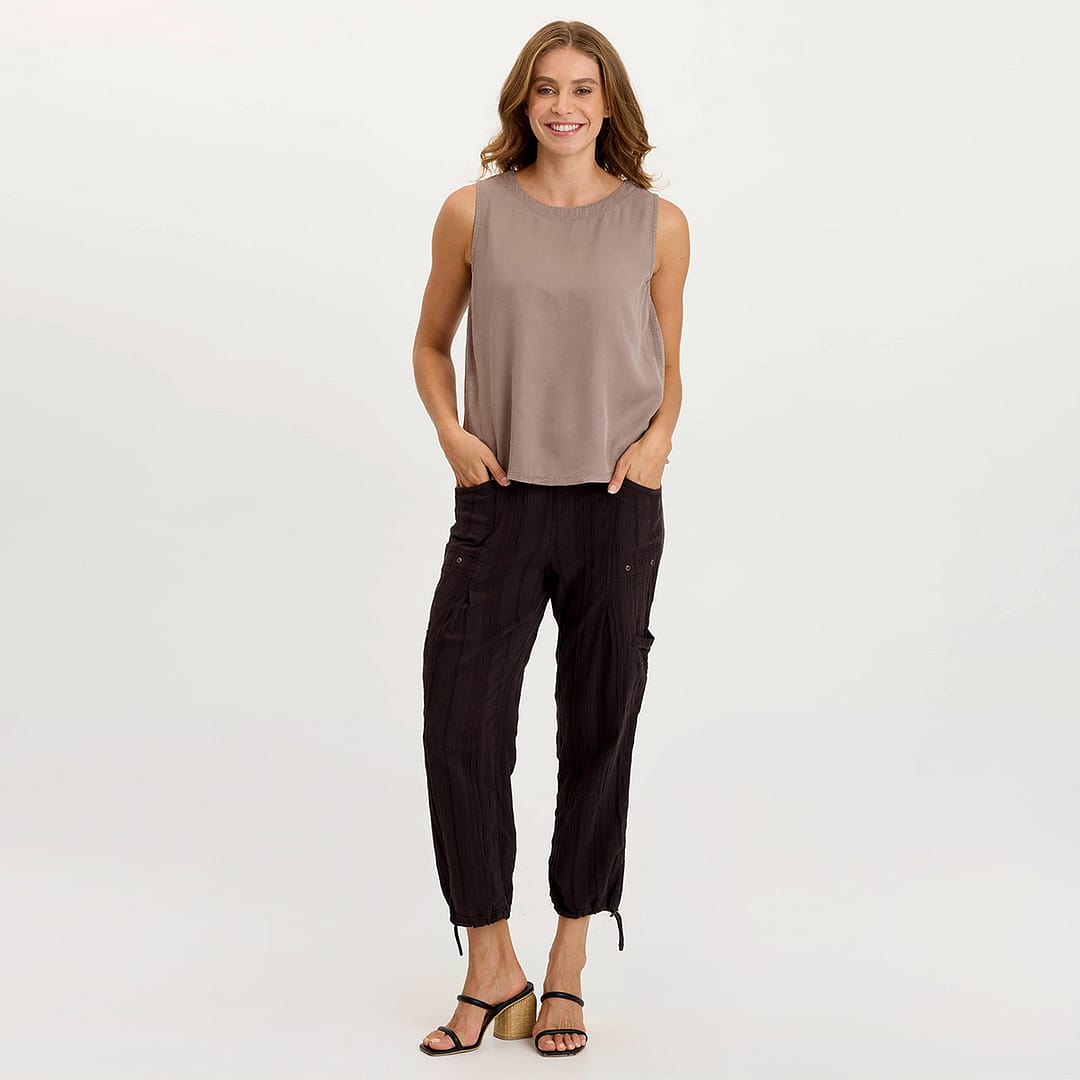XCVI Massimo Twill + Jersey Essential Wide-Neck Tank