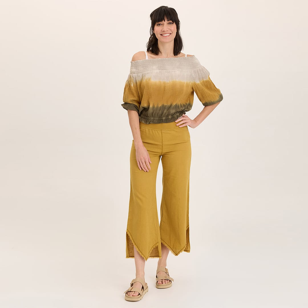 Wearables Jolia Gauze Off-Shoulder Banded Hem Peasant Top