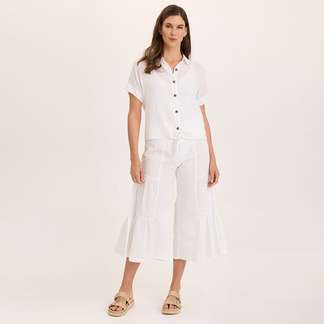 Gauze Teagan Tie Top in White