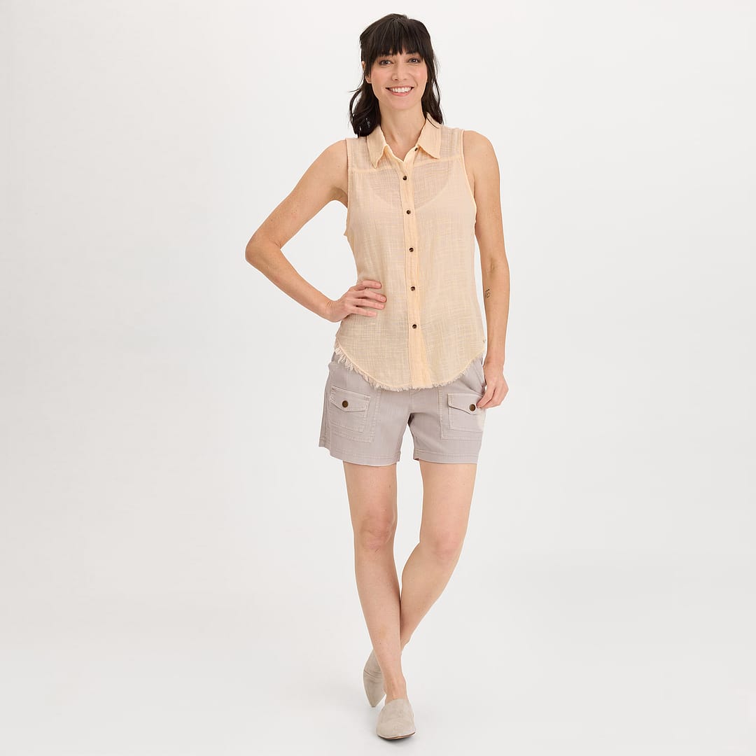 トップス CordingEmbroideryDetail CottonVest Cotton & Linen Tie-Detail Vest – COMMENSE