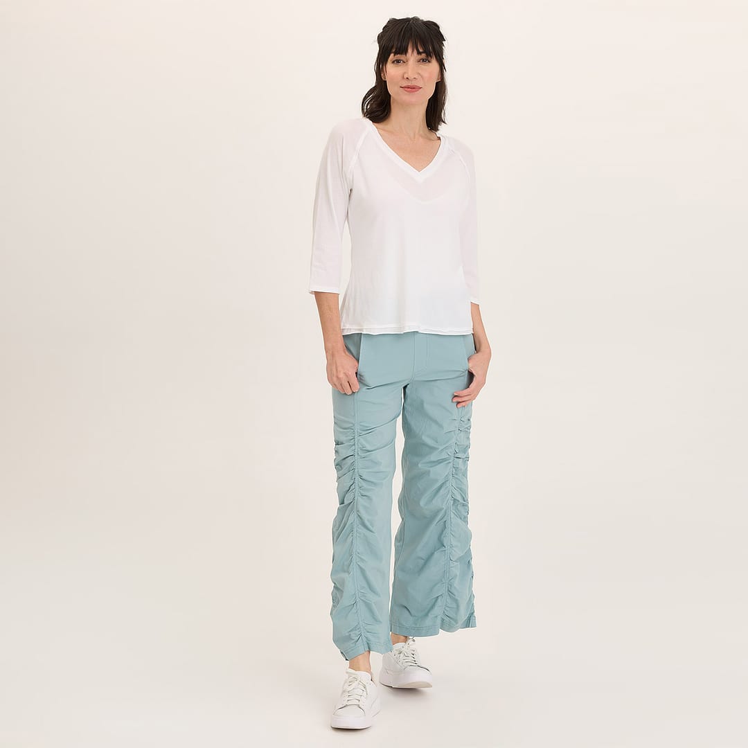 【PORTERNA】Lovey Ocean Trouser Wearables Naola Stretch Poplin Ruched Flare Gaucho Pant