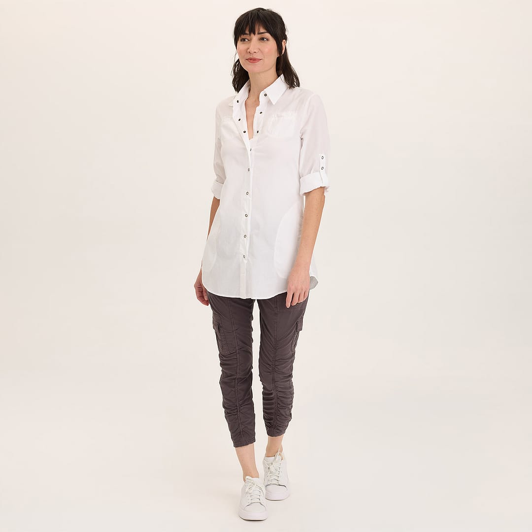 Reporter Soft Voile Button-Down Blouse in White