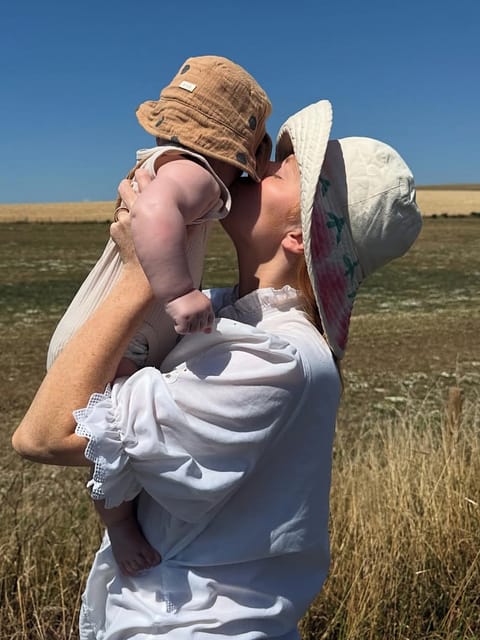 Pottery Blue Gingham Bucket Sun Hat ~ Organic Zoo