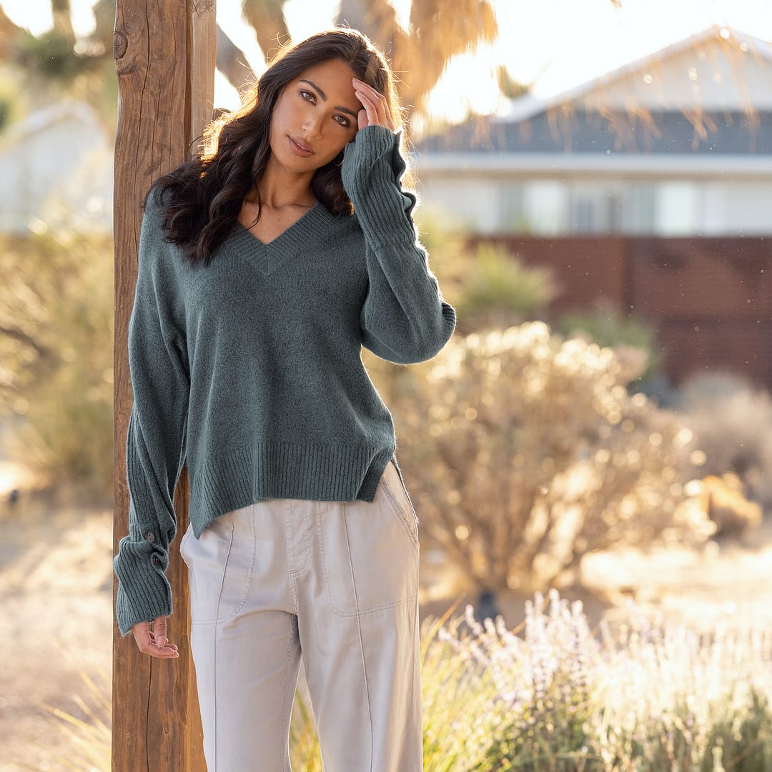 XCVI Bronte Relaxed V-Neck Knit Sweater