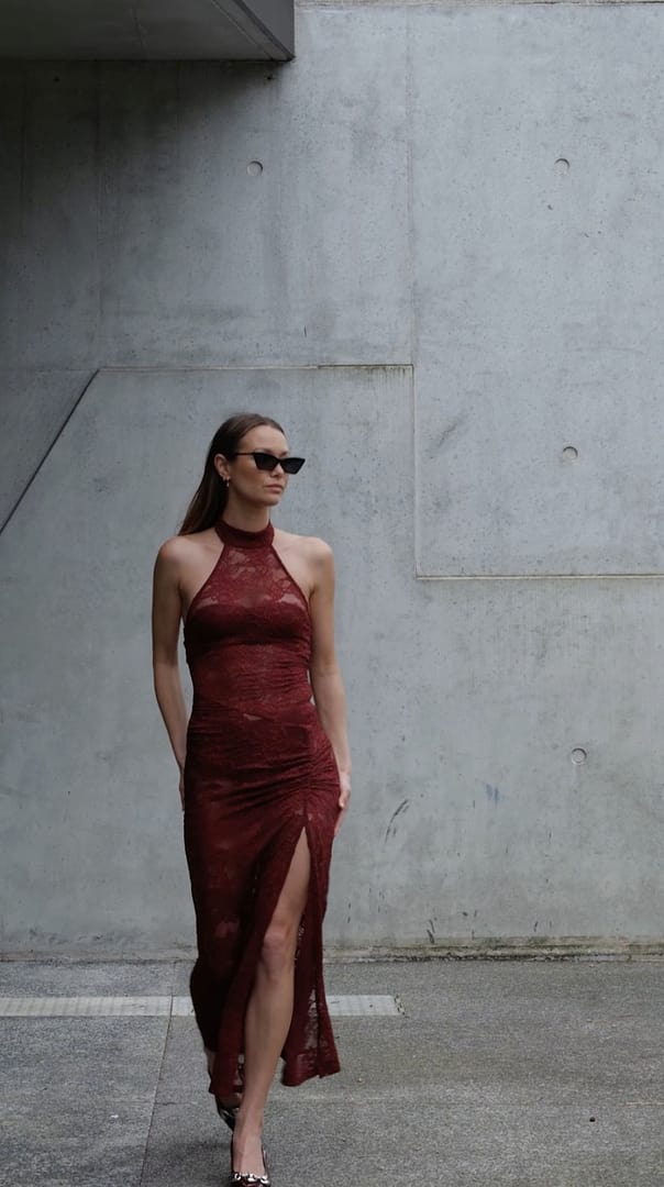 Viajestejedor Lace Bralette Maxi Dress Back Dress Textured Jersey Red  Plunge Maxi Dress ASTR The Label