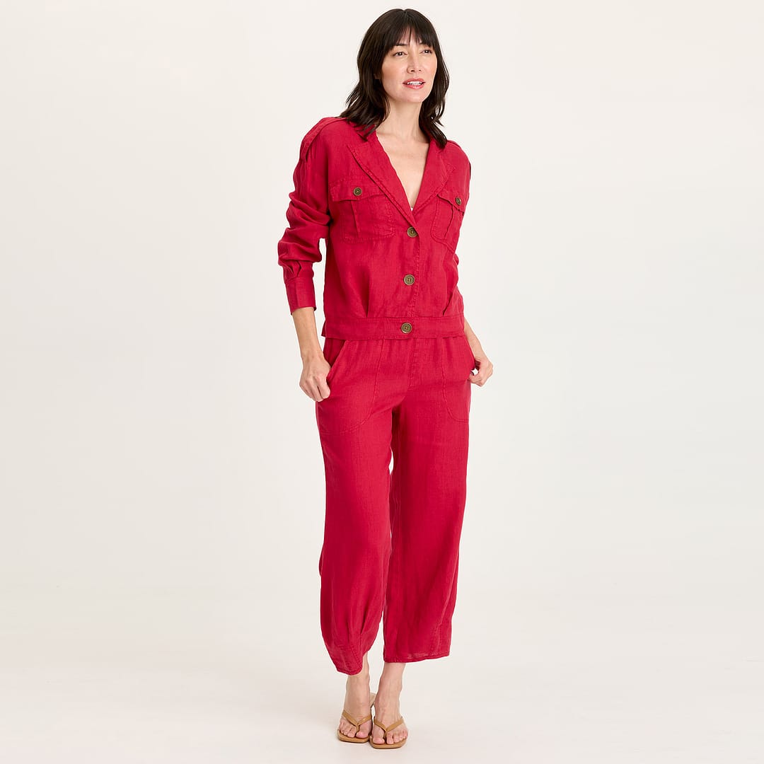 XCVI Vasco Linen Barrel Leg Fold-Over Waist Crop