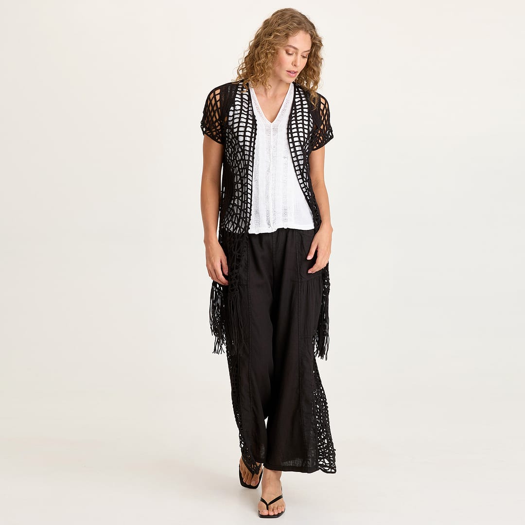 XCVI Astro Linen Pant with Crochet Side Detail