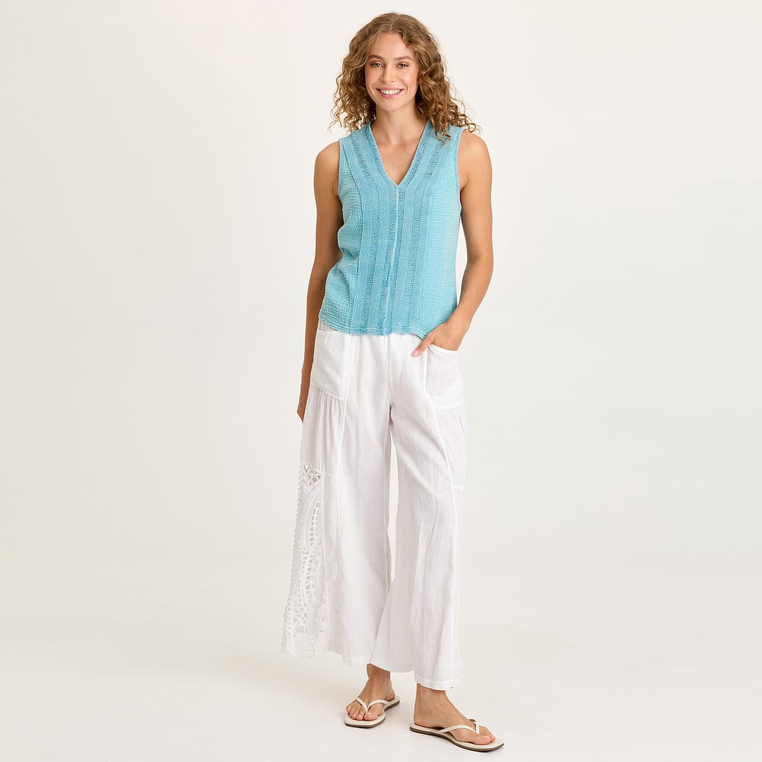 XCVI Astro Linen Pant with Crochet Side Detail