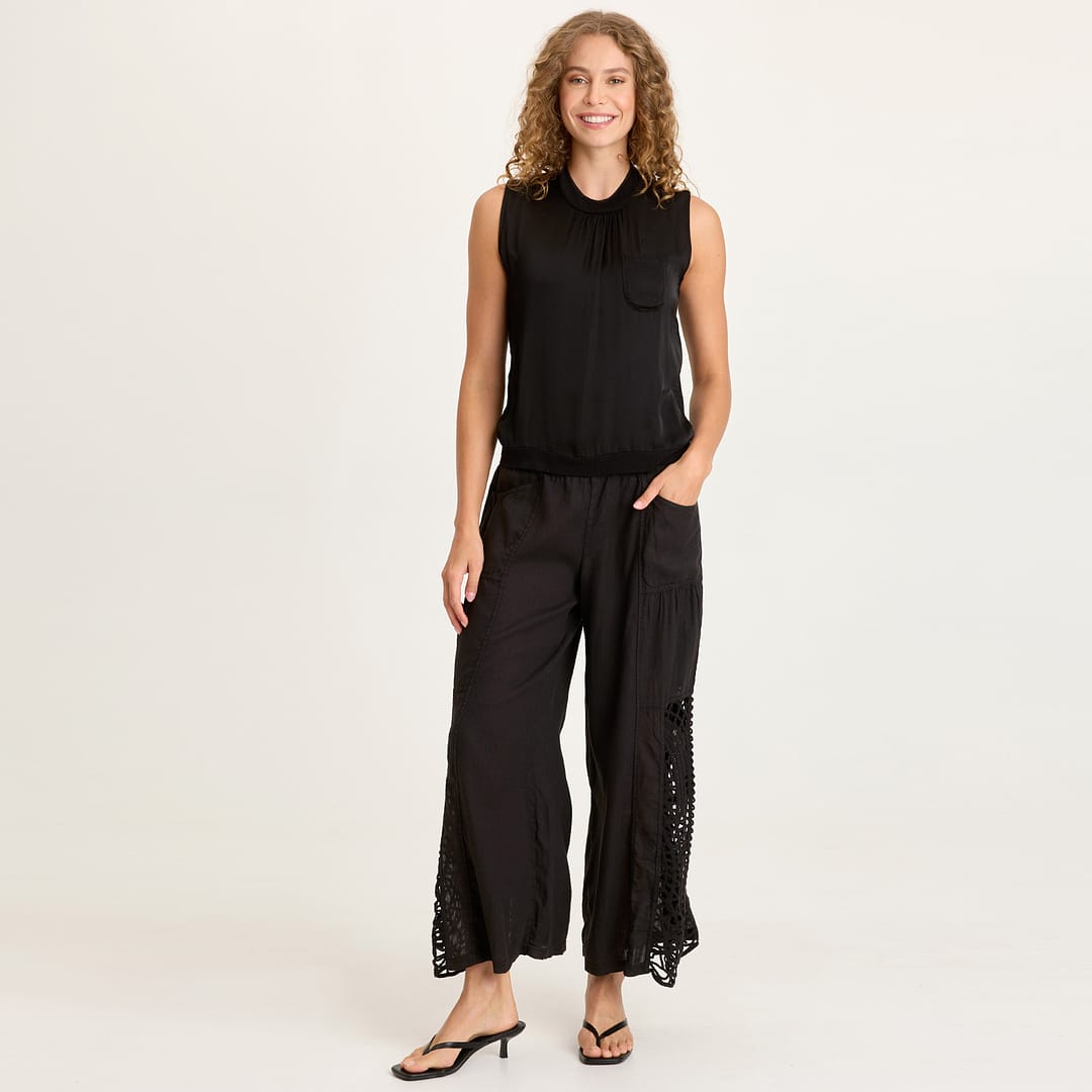 XCVI Astro Linen Pant with Crochet Side Detail