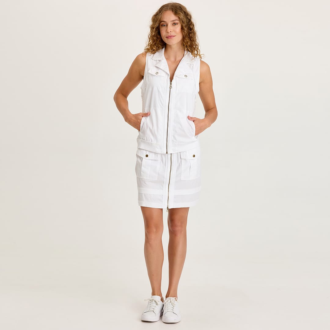 XCVI Helsa Poplin/Mesh Zip Front Vest