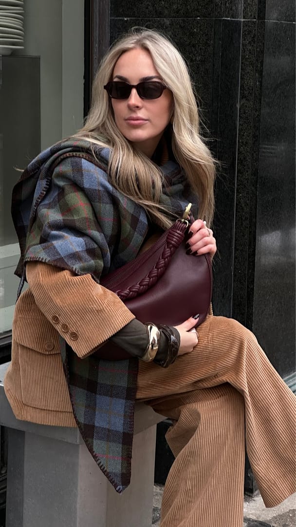 ハンドバッグ Kenzie - Cognac Woven Classic Leather