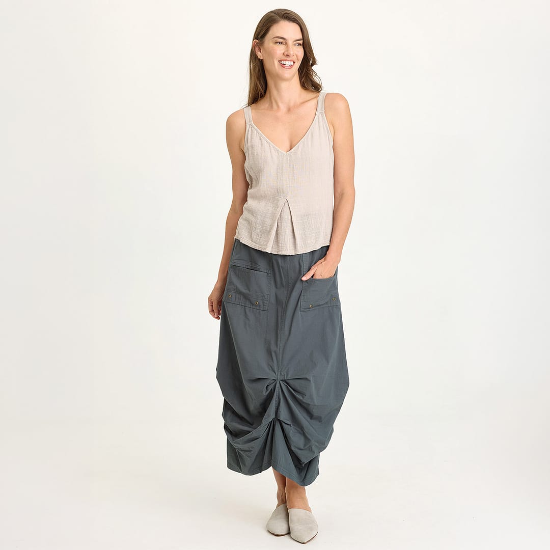 Wearables Hedvig Stretch Poplin Pleated Bubble Hem Skirt