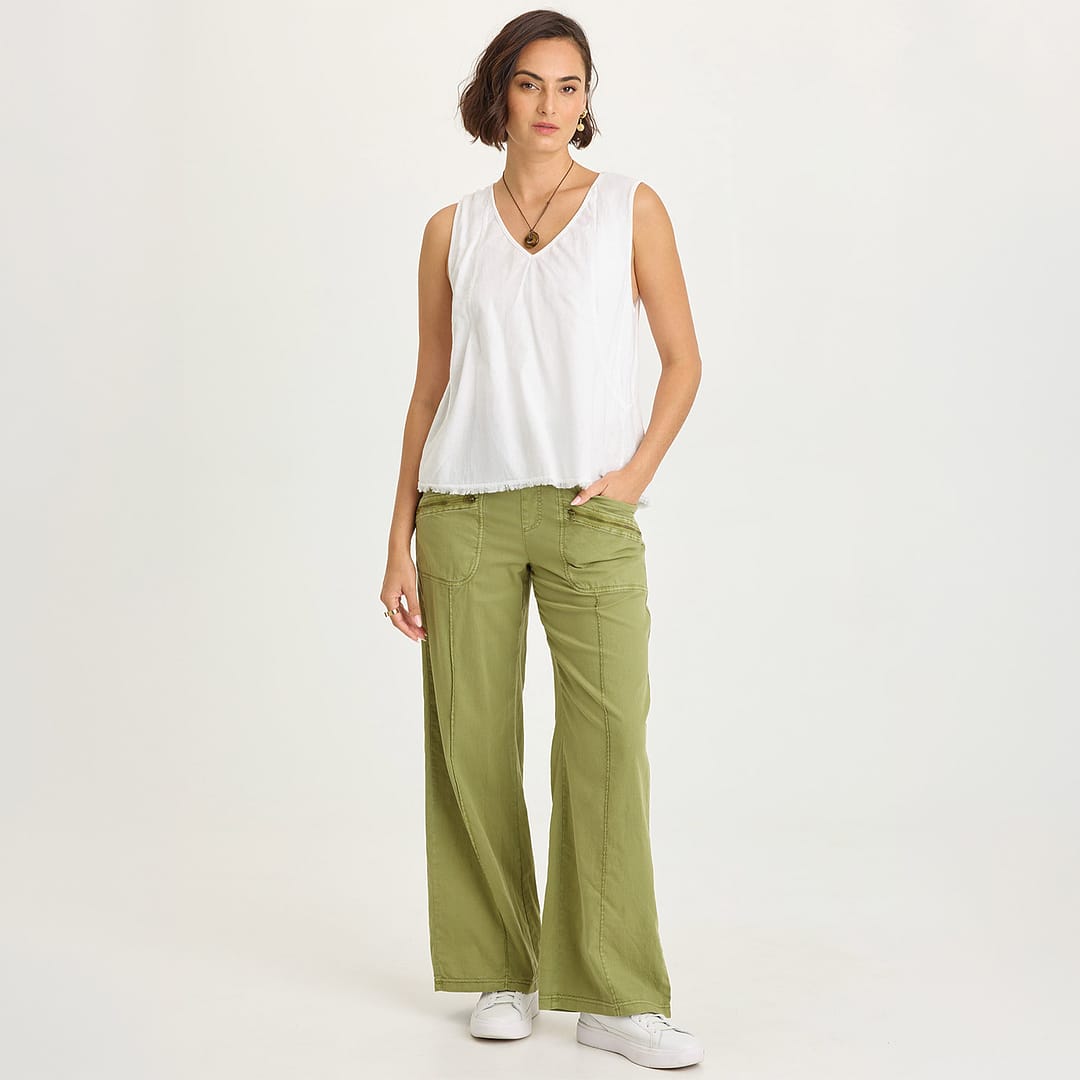 Wearables Torryn Cotton Linen Zipper Pockets Pull-On Pant