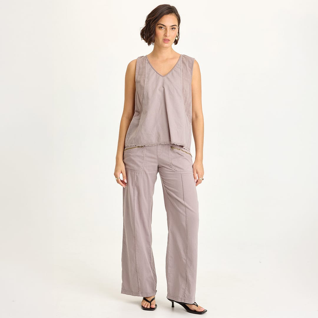 Wearables Torryn Cotton Linen Zipper Pockets Pull-On Pant