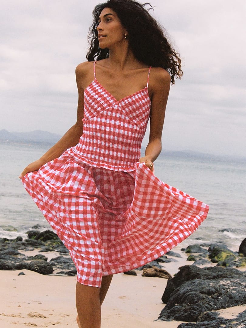 Phoebe Dress - Ruby Check | steele. label
