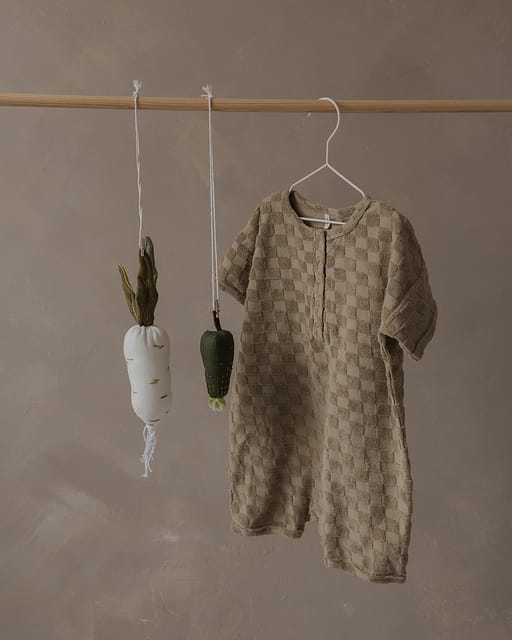 Dusky Checkerboard Terry Beach Romper | Organic Zoo