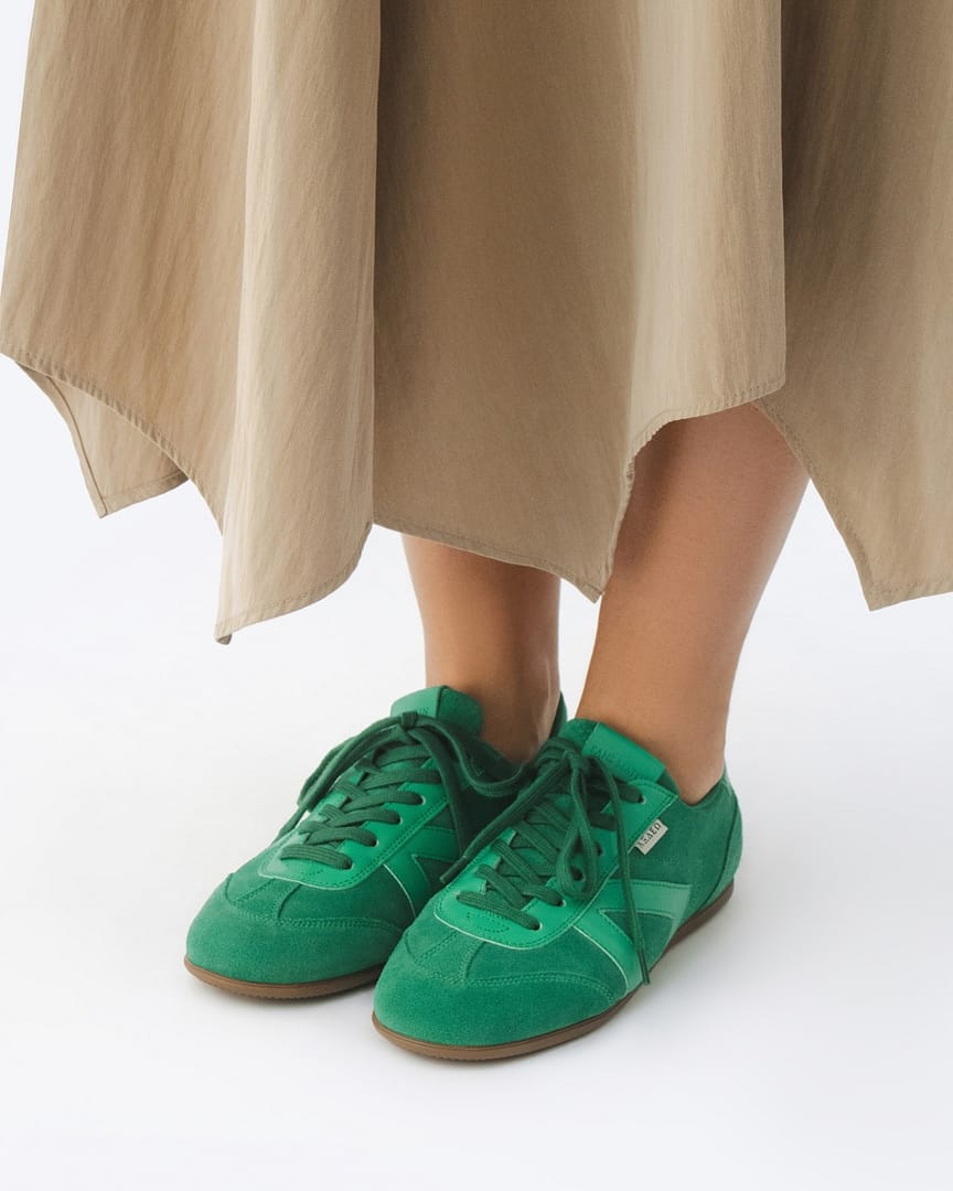 Sans Matin Iris Women's Low Top Sneakers | Jade Green Suede